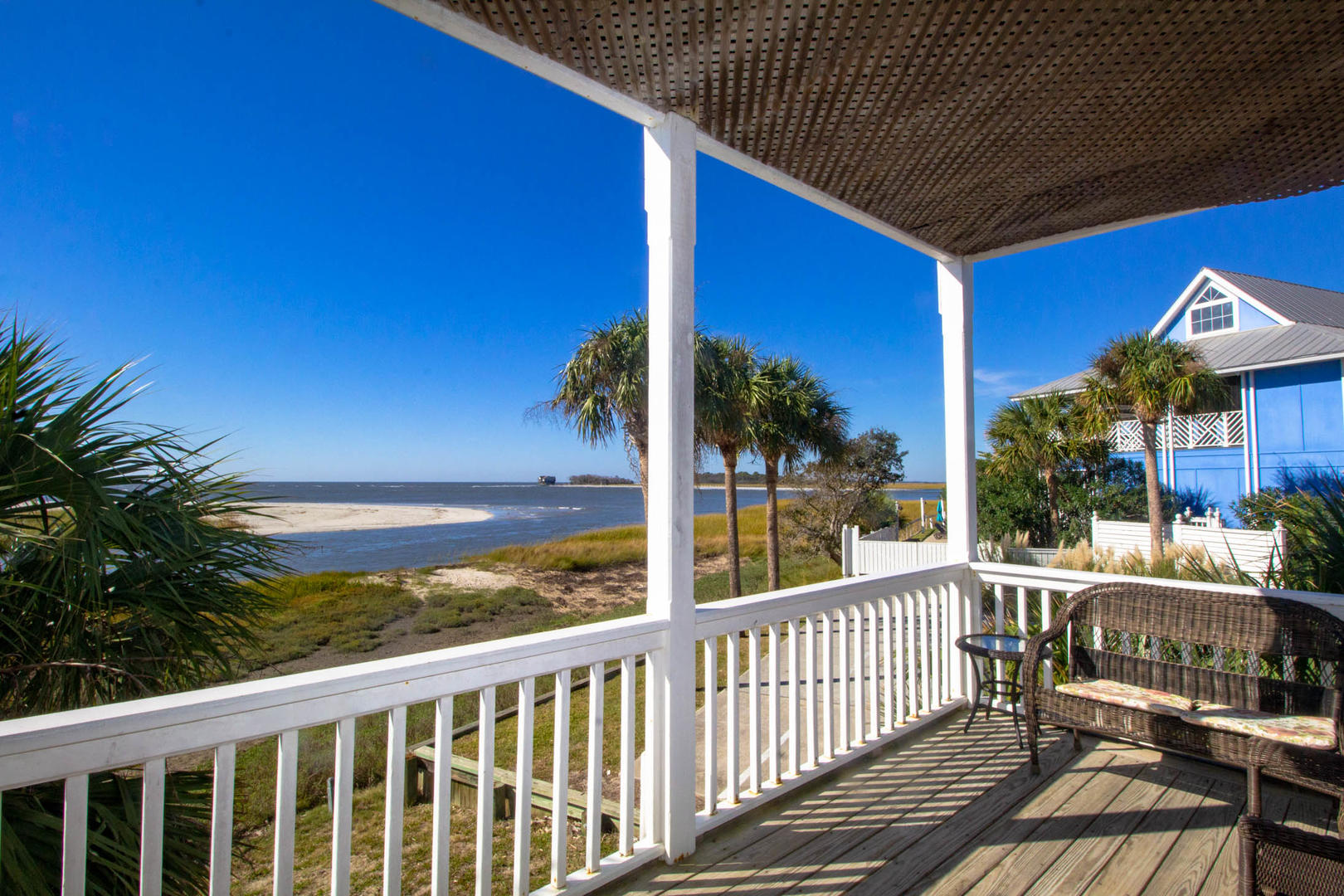 Porch overlooking the water at 12 Sea Mist vacation rental