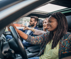 Friends in car 